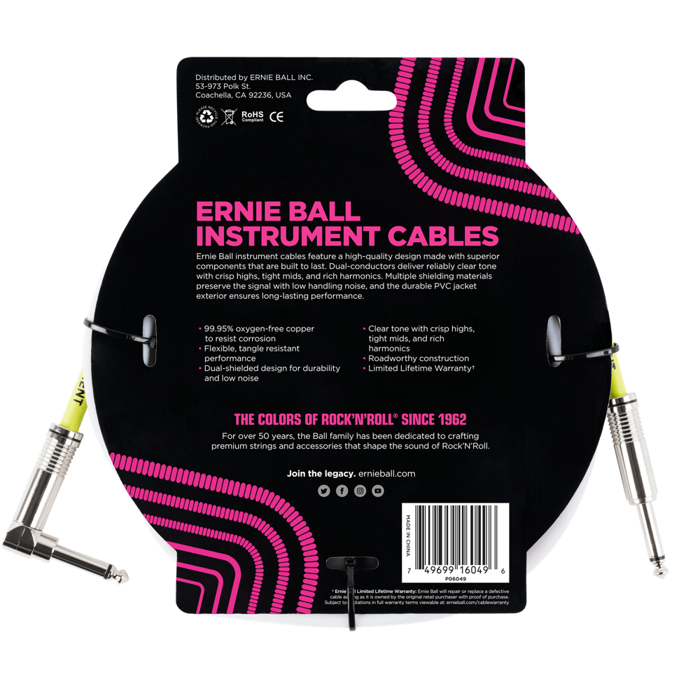 3,05 m Instrumentenkabel gerade / gewinkelt, weiss Back
