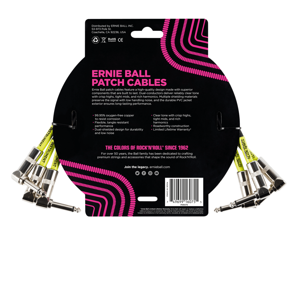 Classic Patch Cable Angle/Angle 1ft - Black - 3 Pack Back