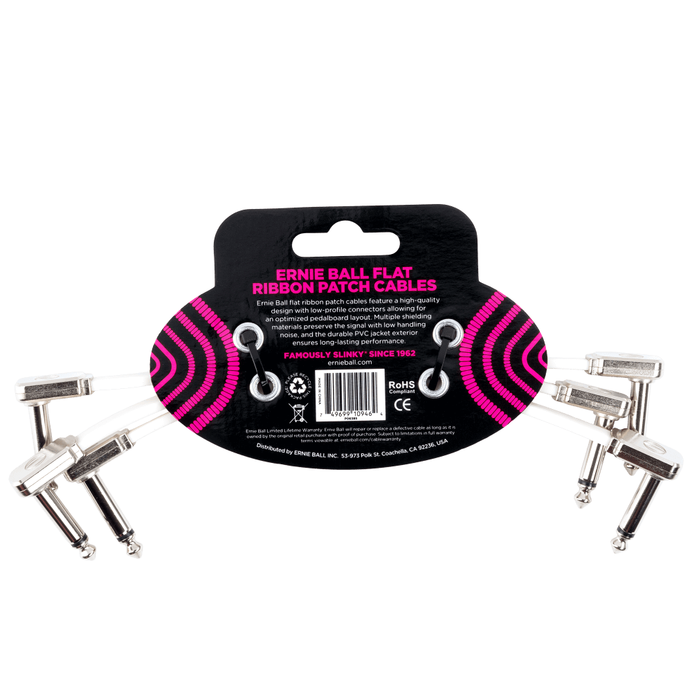 Flat Ribbon Patch Cable 6in - White - 3 Pack Back