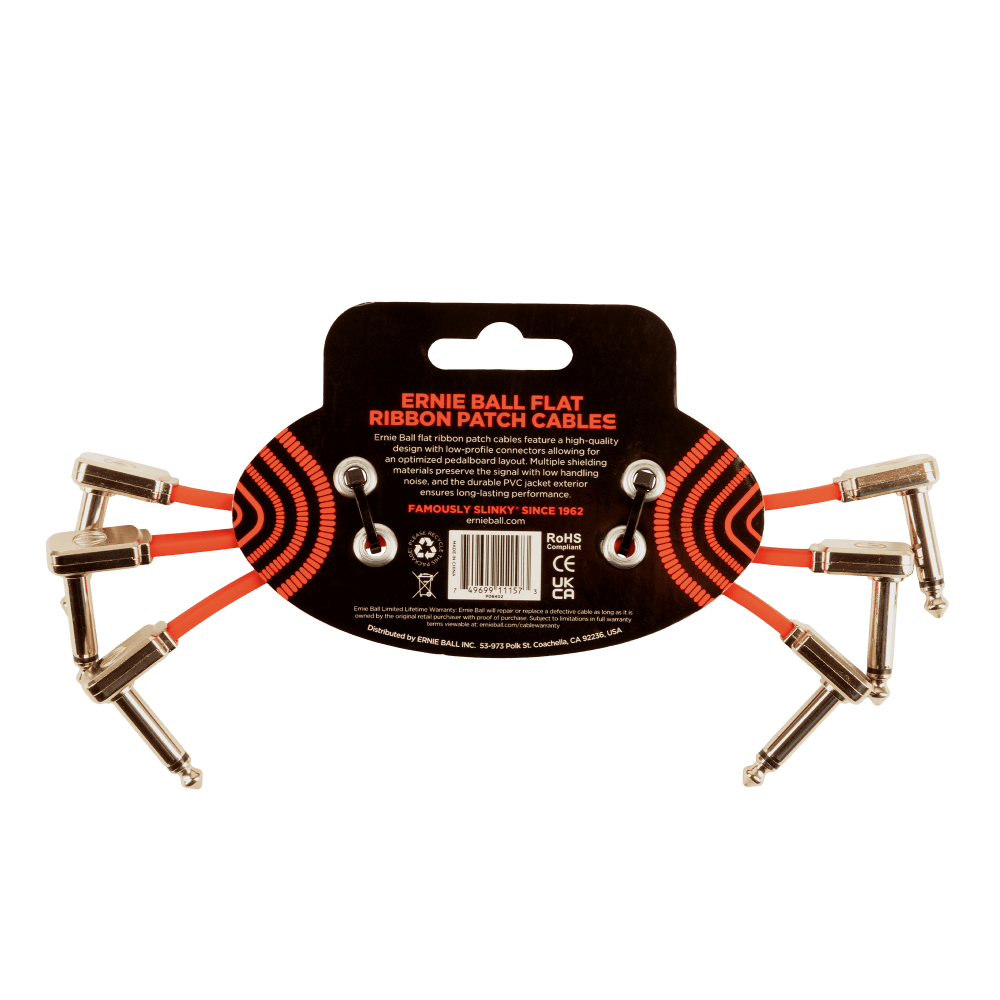 Flat Ribbon Patch Cable 6in - Red - 3 Pack Back