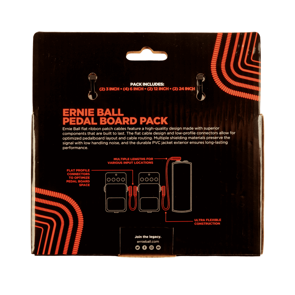 Flat Ribbon Patch Cables Pedalboard Multi-Pack - Red Back