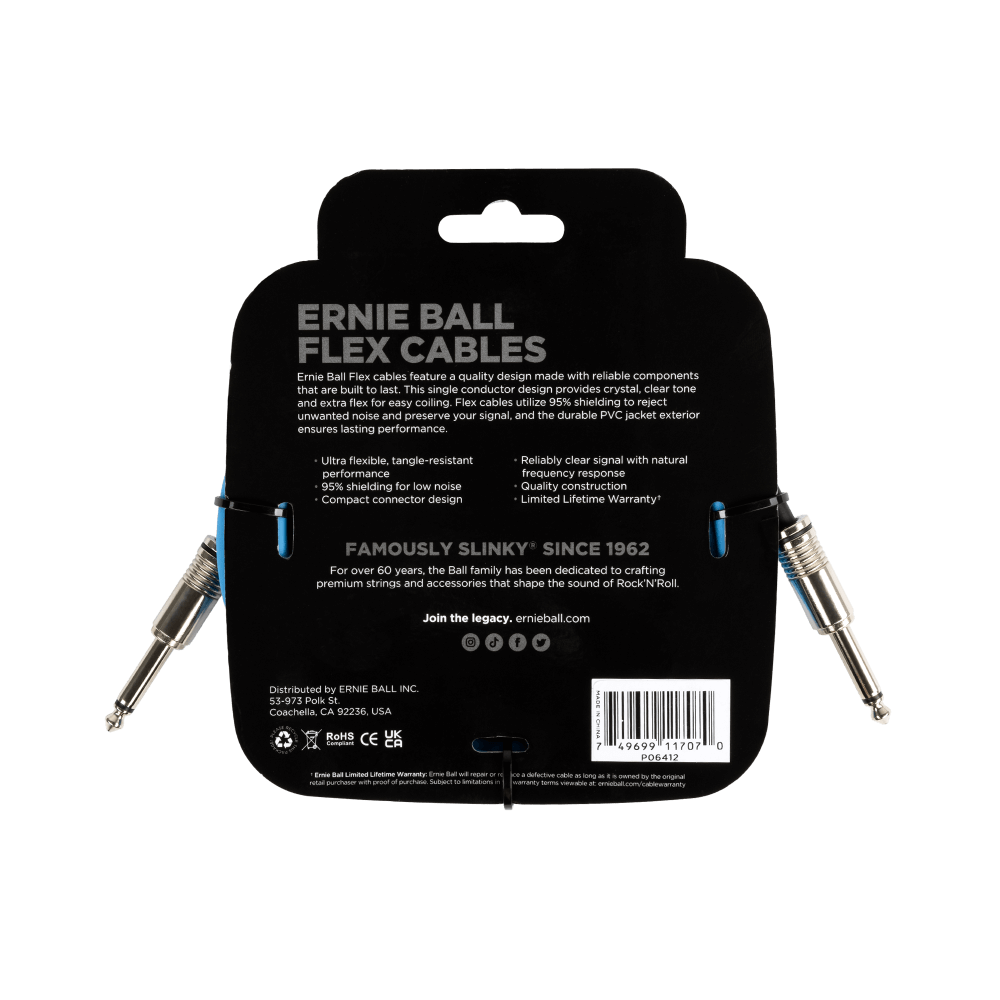 Flex Instrument Cable Straight/Straight 10ft - Blue Back