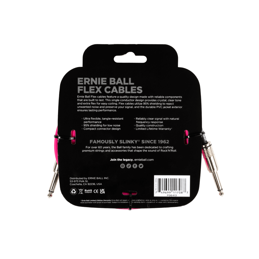 Flex Instrument Cable Straight/Straight 10ft - Pink Back