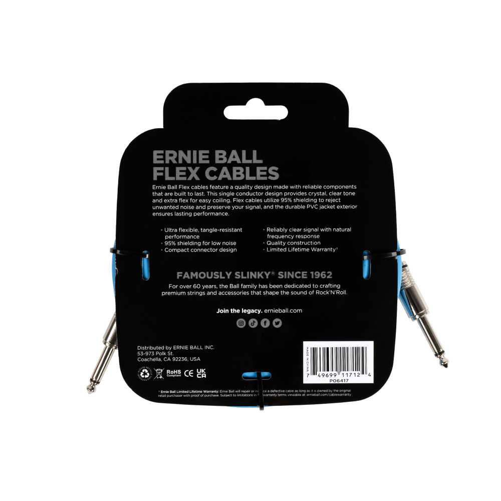 Flex Instrument Cable Straight/Straight 20ft - Blue Back