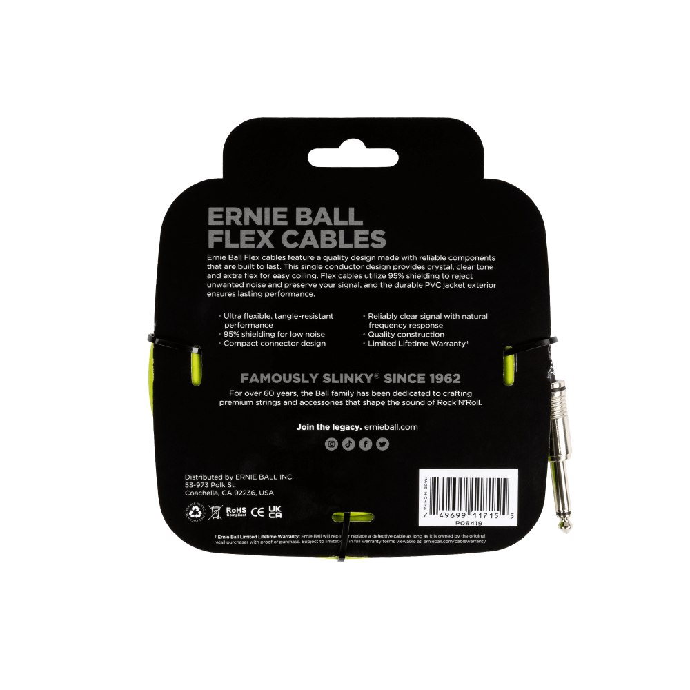 Flex Instrument Cable Straight/Straight 20ft - Green Back