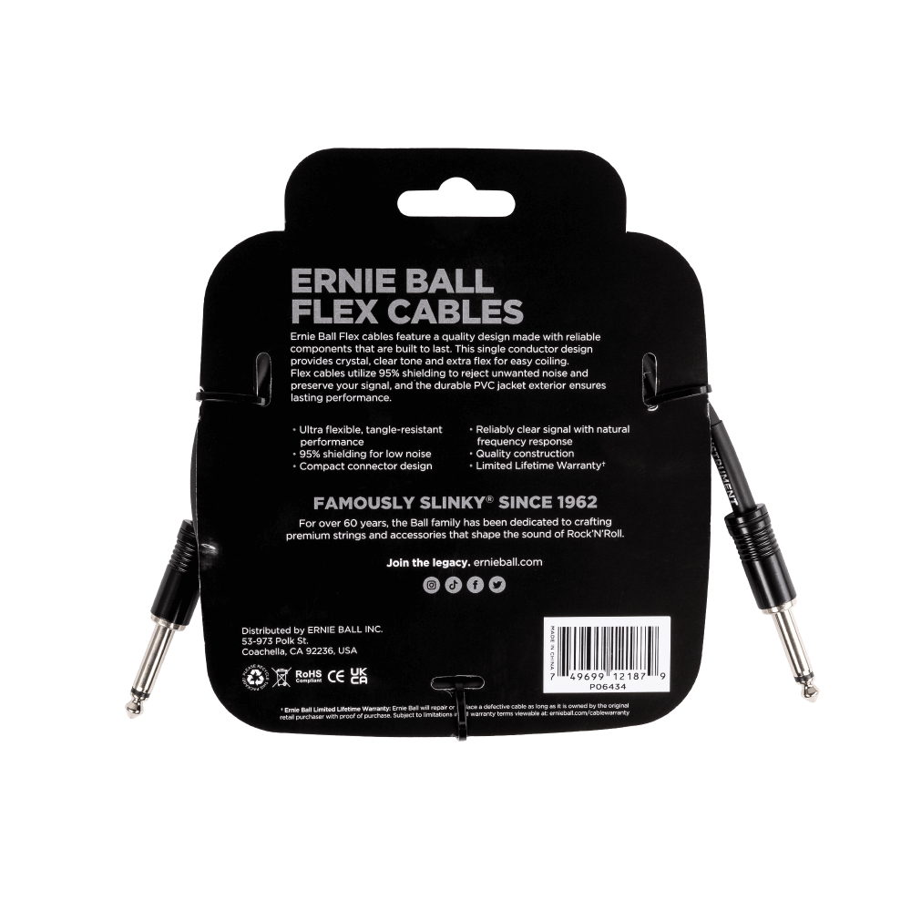 Flex Instrument Cable Straight/Straight 10ft - Black Back