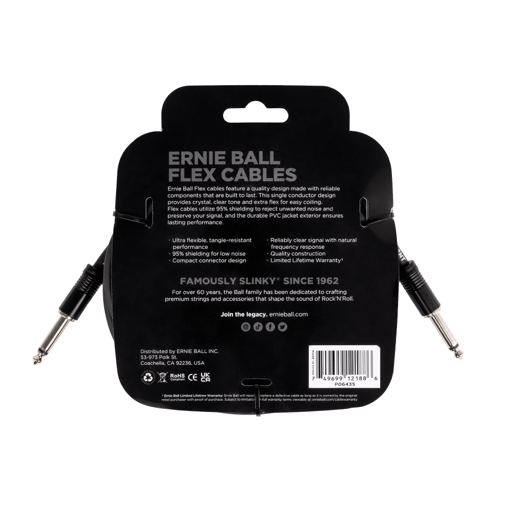Flex Instrument Cable Straight/Straight 20ft - Black Back