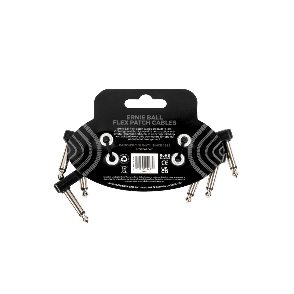 Flex Patch Cable 3in - Black - 3 Pack Back