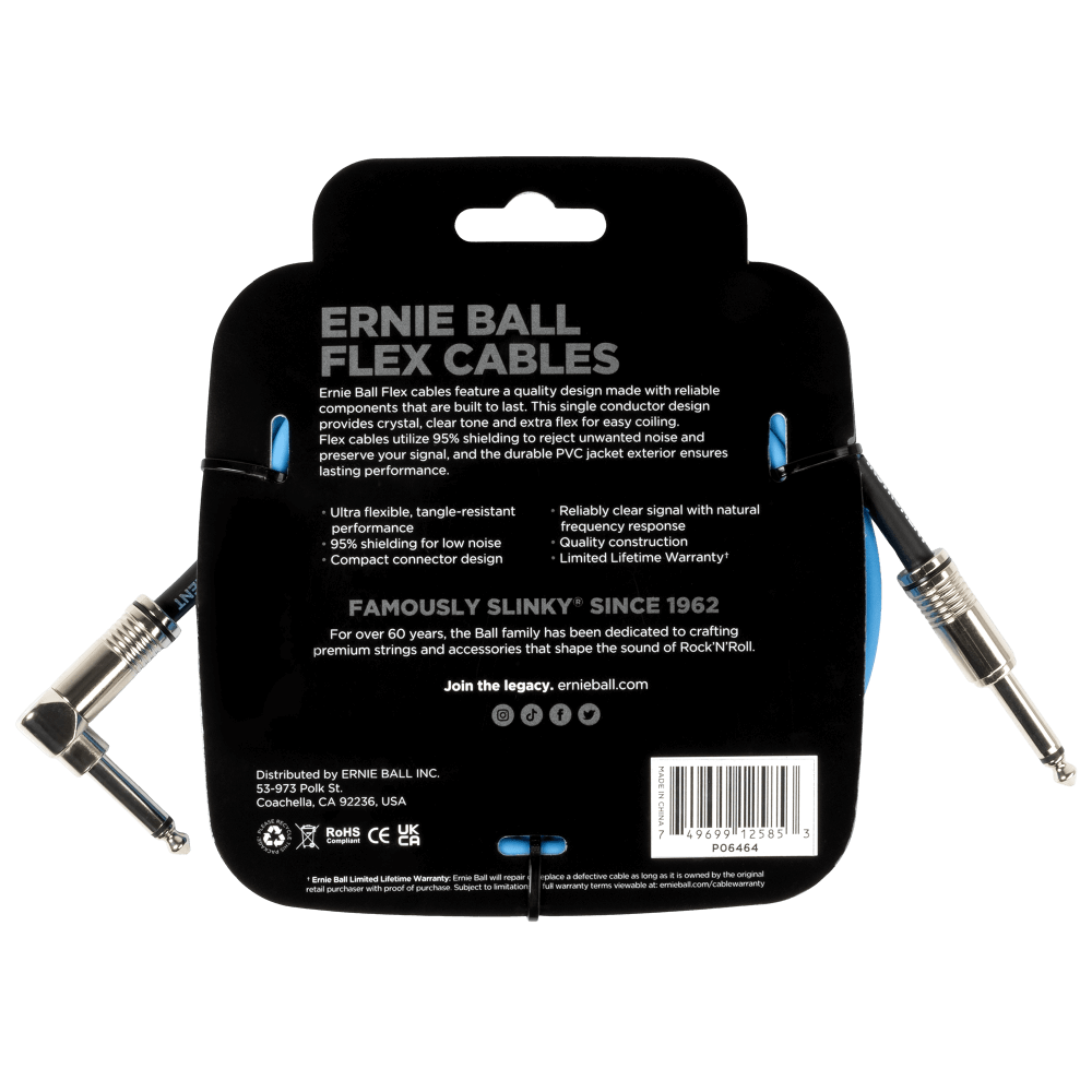 Flex Instrument Cable Straight/Angle 10ft - Blue Back