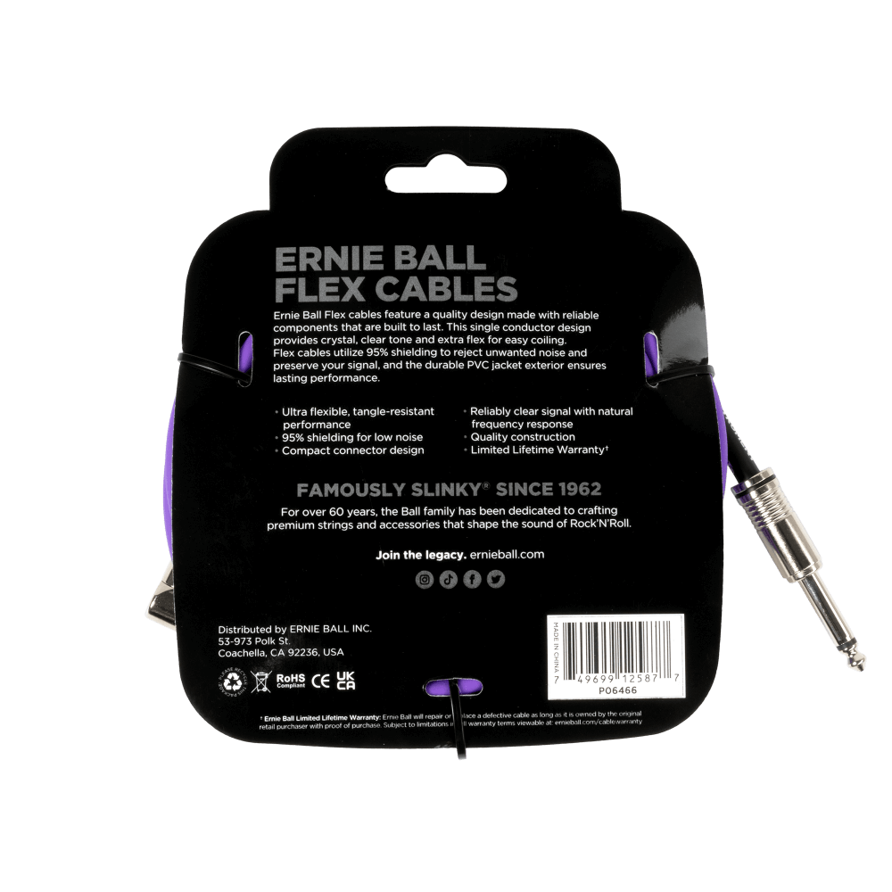 Flex Instrument Cable Straight/Angle 20ft - Purple Back