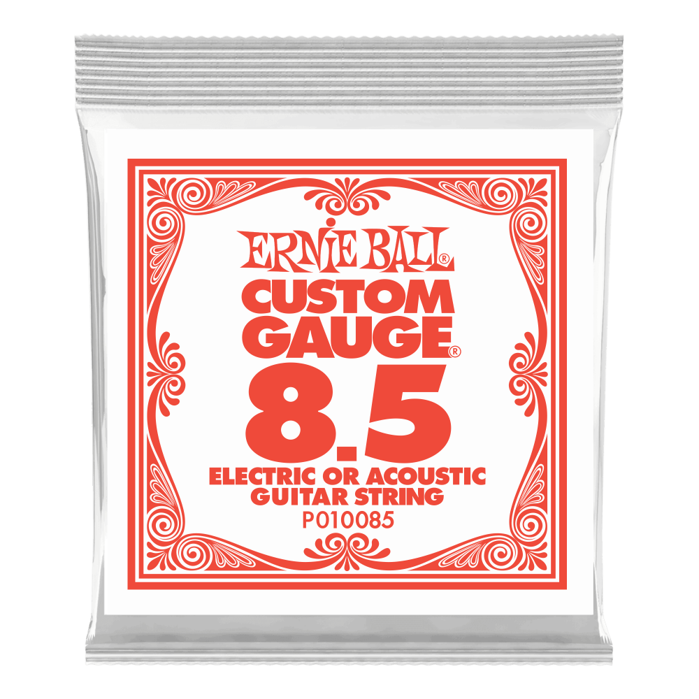.0085 Plain Steel Electric or Acoustic Guitar Strings 6 Pack Front