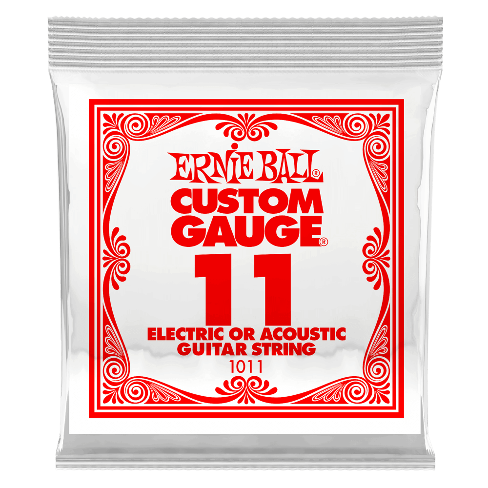 .011 Plain Steel Electric or Acoustic Guitar Strings 6 Pack Front