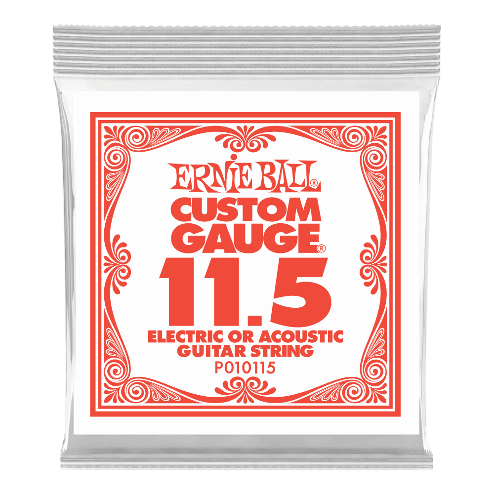 .0115 Plain Steel Electric or Acoustic Guitar Strings 6 Pack Front