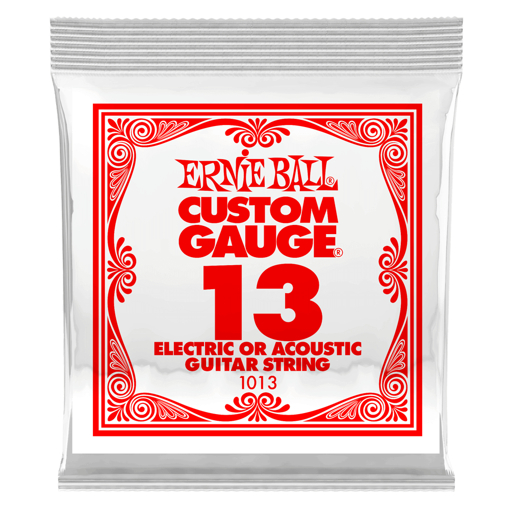 .013 Plain Steel Electric or Acoustic Guitar Strings 6 Pack Front