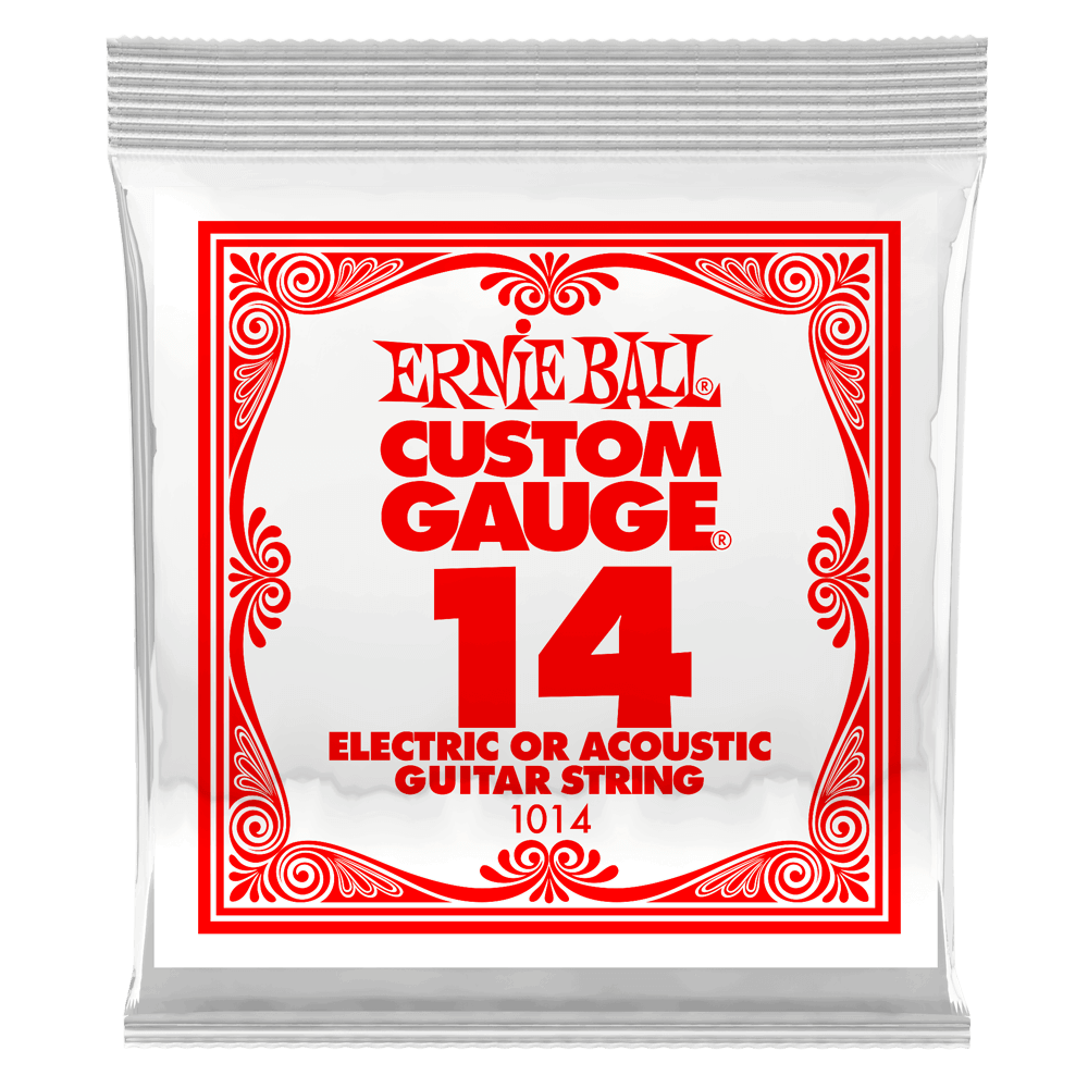 .014 Plain Steel Electric or Acoustic Guitar Strings 6 Pack Front