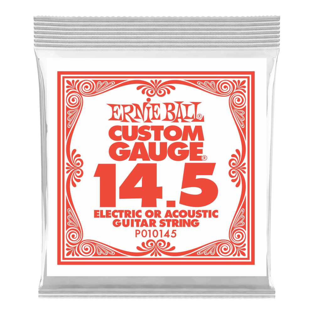 .0145 Plain Steel Electric or Acoustic Guitar Strings 6 Pack Front