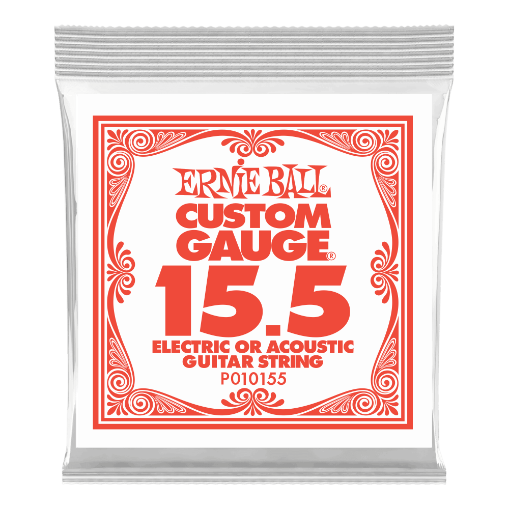 .0155 Plain Steel Electric or Acoustic Guitar Strings 6 Pack Front