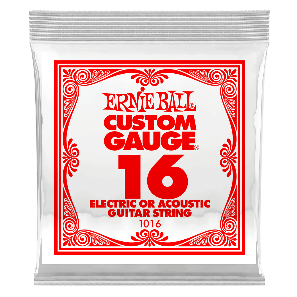 .016 Plain Steel Electric or Acoustic Guitar Strings 6 Pack Front