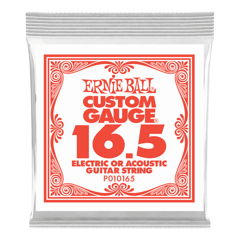 .0165 Plain Steel Electric or Acoustic Guitar Strings 6 Pack Front