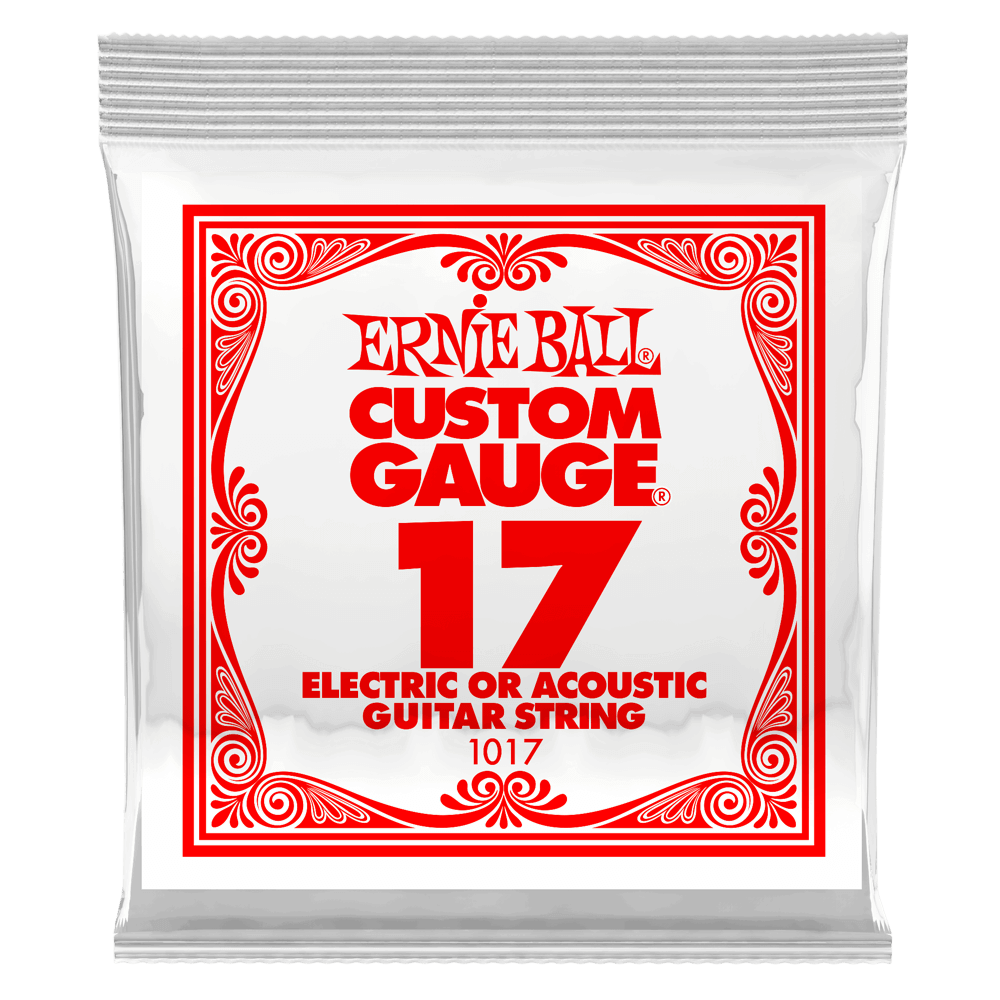 .017 Plain Steel Electric or Acoustic Guitar Strings 6 Pack Front