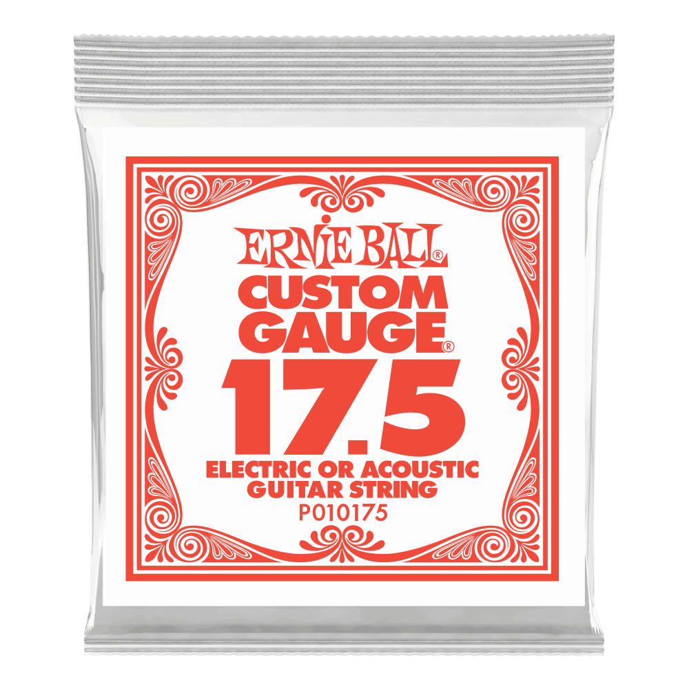 .0175 Plain Steel Electric or Acoustic Guitar Strings 6 Pack Front