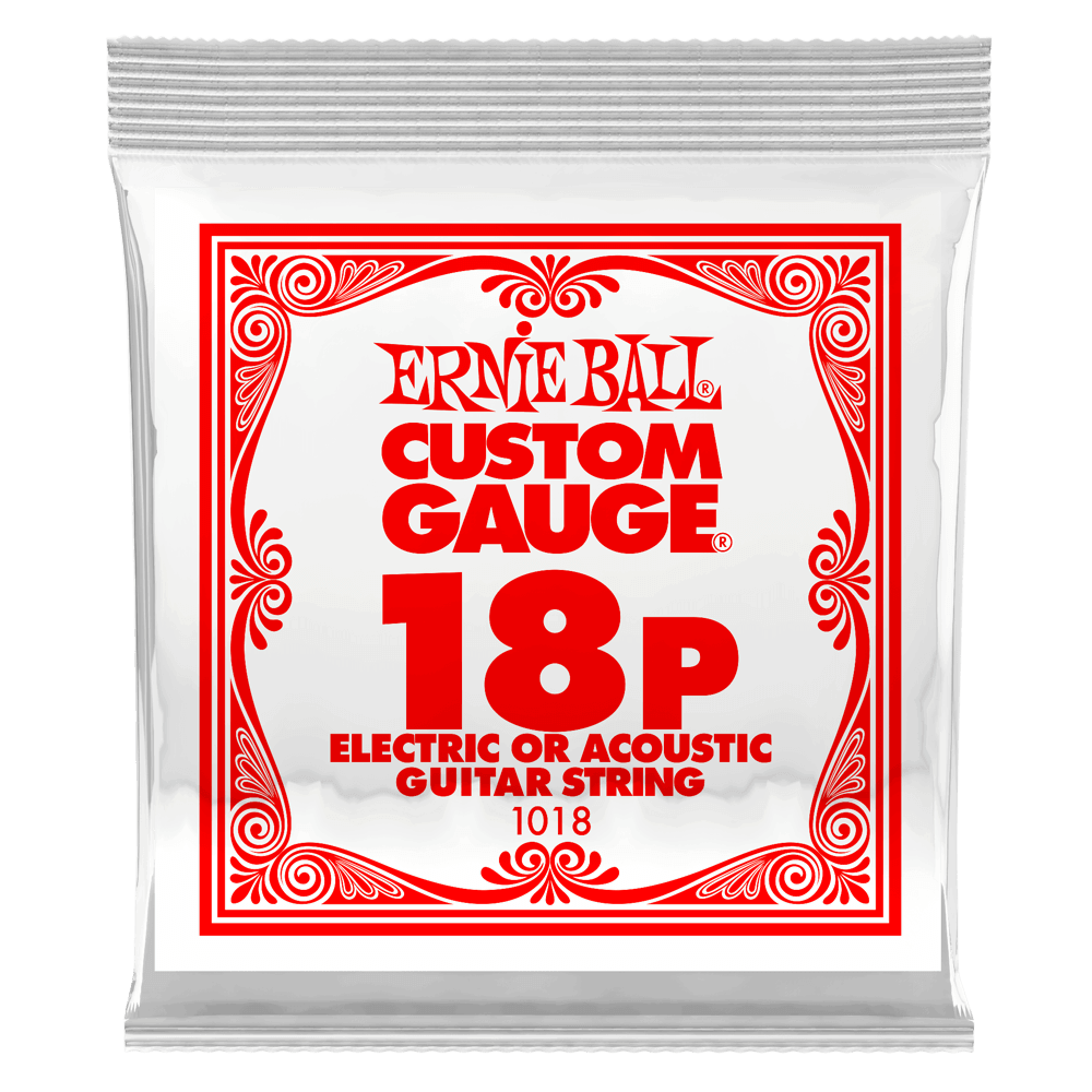 .018 Plain Steel Electric or Acoustic Guitar Strings 6 Pack Front