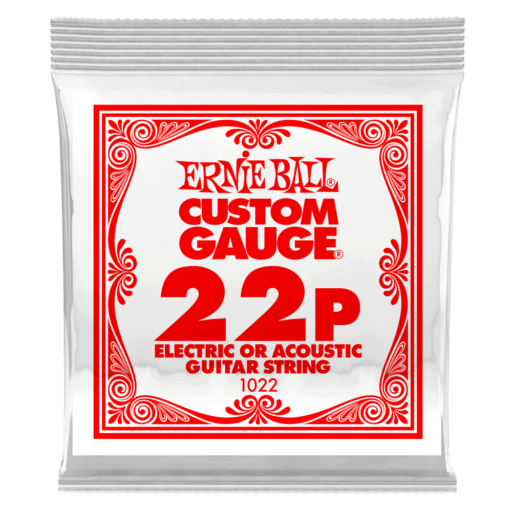 .022 Plain Steel Electric or Acoustic Guitar Strings 6 Pack Front