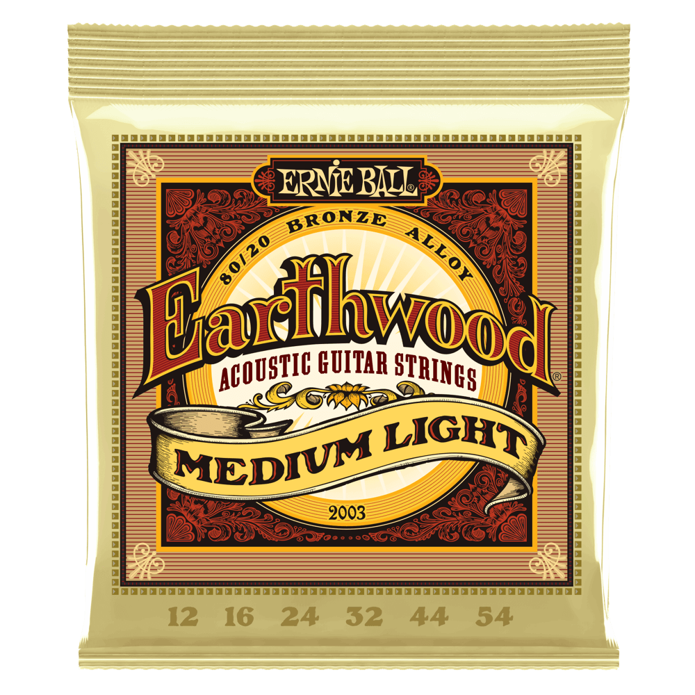 Medium Light Earthwood 80/20 Bronze Acoustic Guitar Strings 12-54 Gauge Front