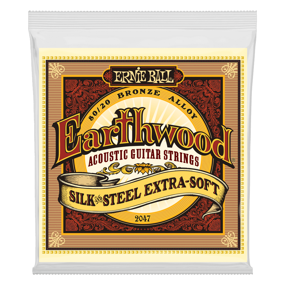 Extra Soft Earthwood 80/20 Bronze Silk & Steel Acoustic Guitar Strings 10-50 Gauge Front