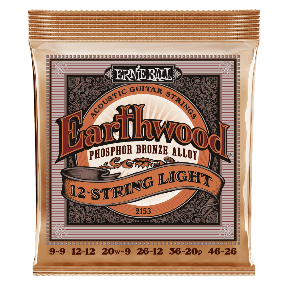 Light Earthwood Phosphor Bronze 12-String Acoustic Guitar Strings 9-46 Gauge Front