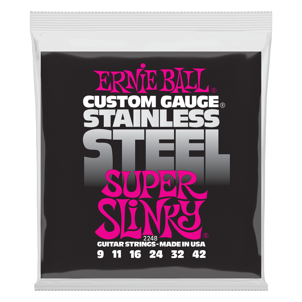 Super Slinky Stainless Steel Wound Electric Guitar Strings 9-42 Gauge Front