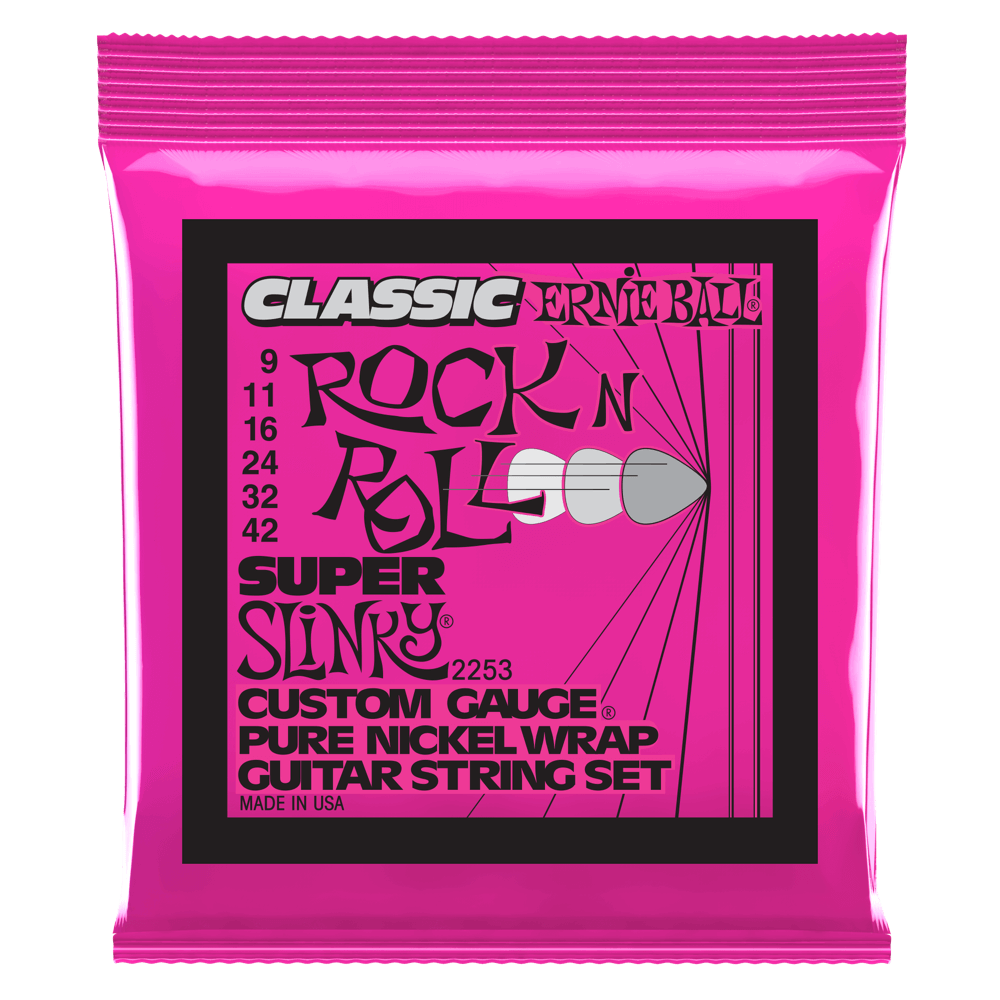 Super Slinky Classic Rock n Roll Pure Nickel Wrap Cordes pour Guitare électrique Front