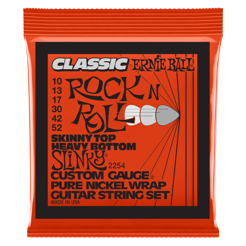 Skinny Top Heavy Bottom Slinky Classic Rock n Roll Pure Nickel Wrap Electric Guitar Strings 10-52 Gauge Front