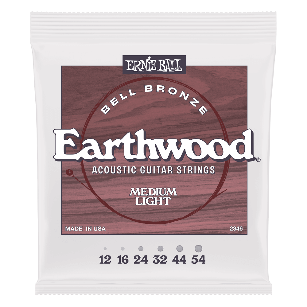 Medium Light Earthwood Bell Bronze Acoustic Guitar Strings 12-54 Front
