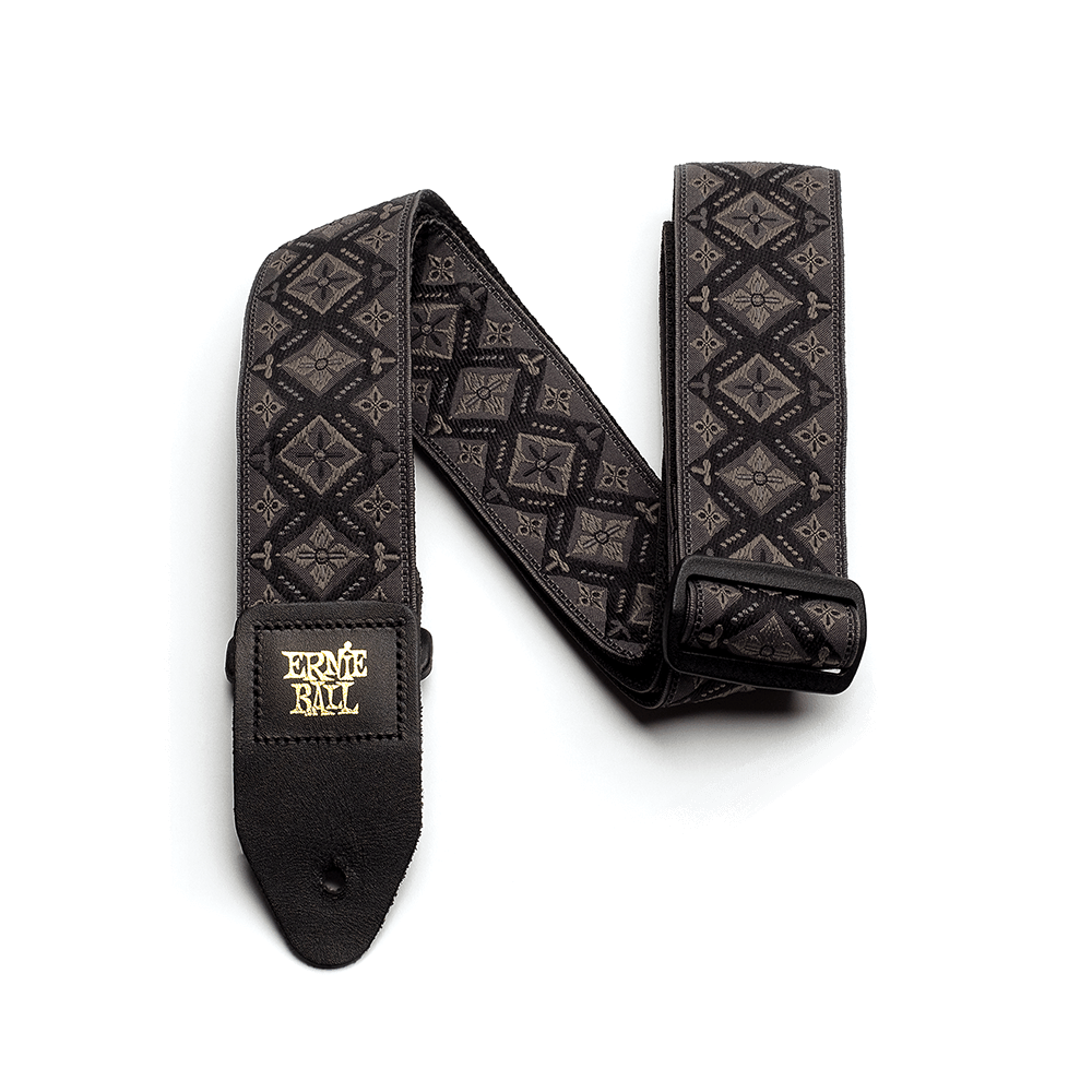 Classic Jacquard Guitar Strap/Bass Strap - Regal Black Front