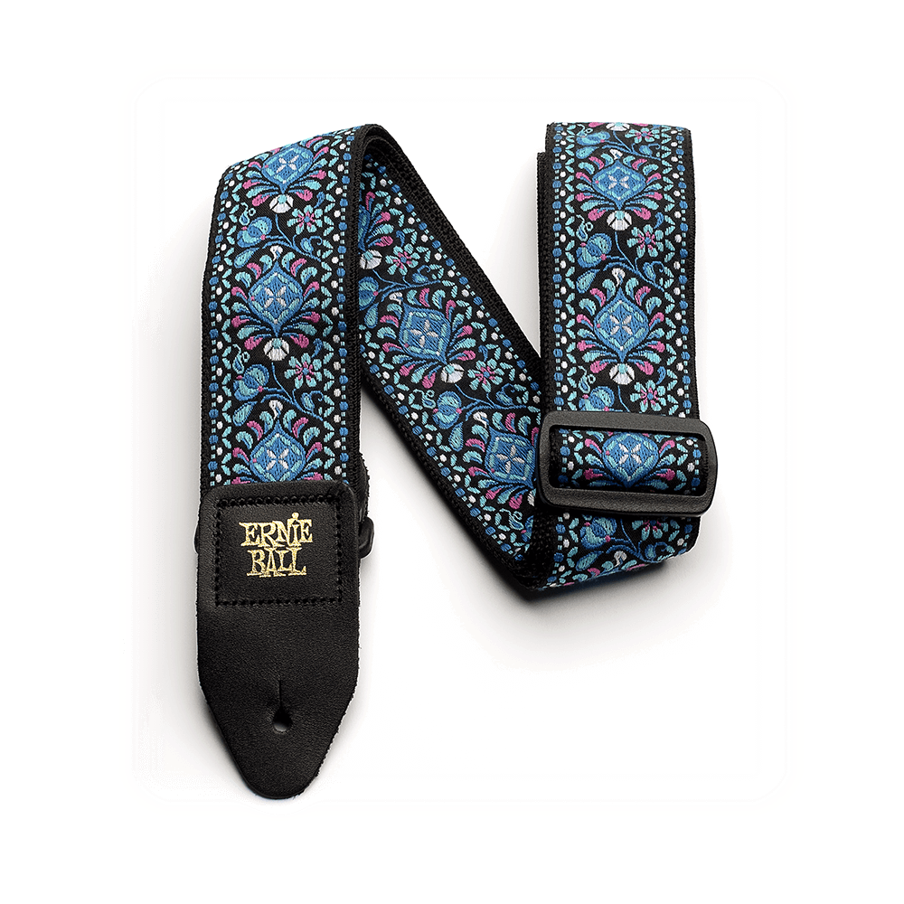 Classic Jacquard Guitar Strap/Bass Strap - Indigo Orchid Front
