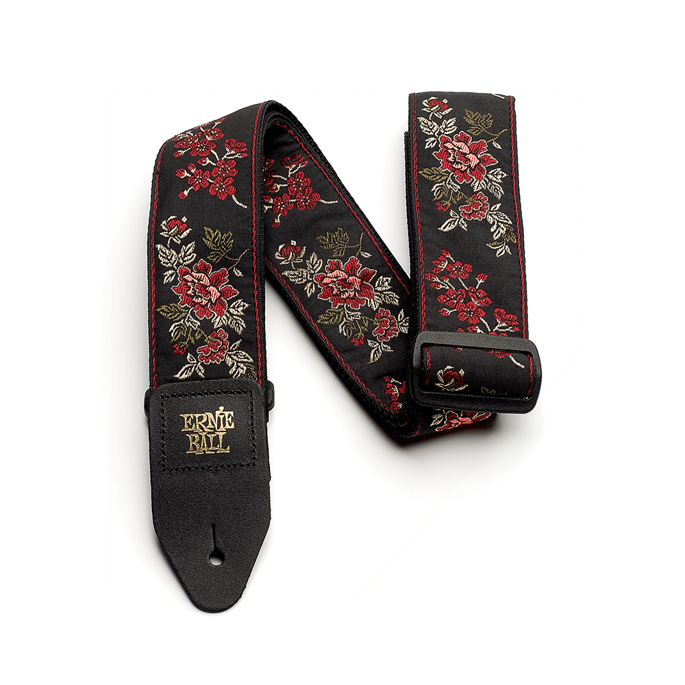 Classic Jacquard Guitar Strap/Bass Strap - Red Rose Front