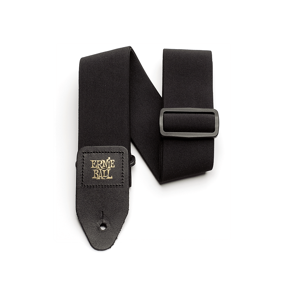 Comfort Stretch Guitar Strap/Bass Strap - Black Front