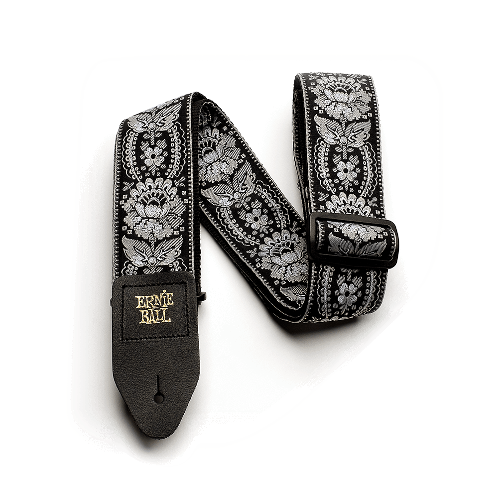 Classic Jacquard Guitar Strap/Bass Strap - Silver Orleans Front