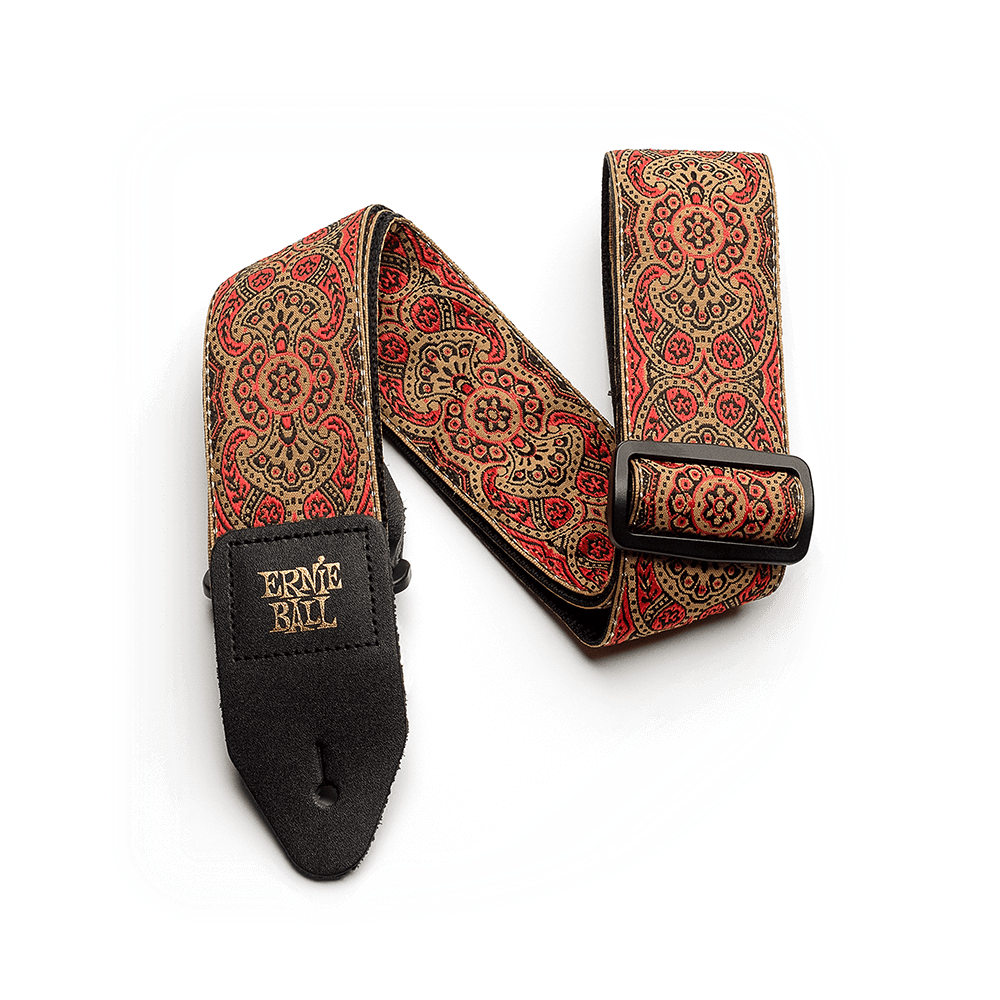 Classic Jacquard Guitar Strap/Bass Strap - Crimson Paisley Front
