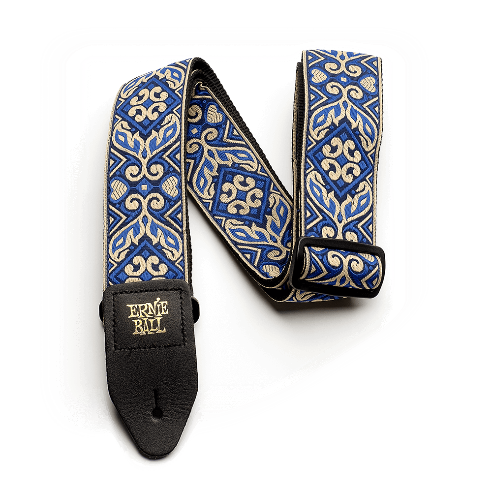 Classic Jacquard Guitar Strap/Bass Strap - Tribal Blue Front