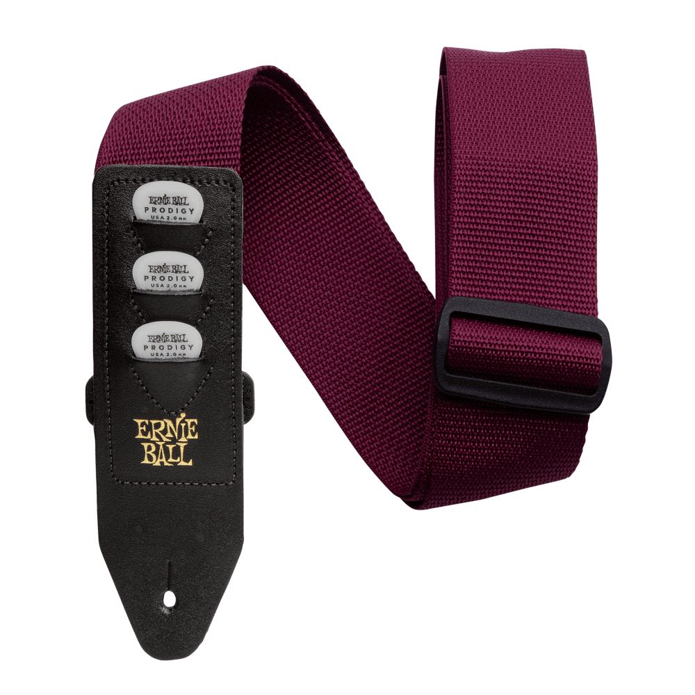 Polypro Pickholder Guitar Strap/Bass Strap - Burgundy Front