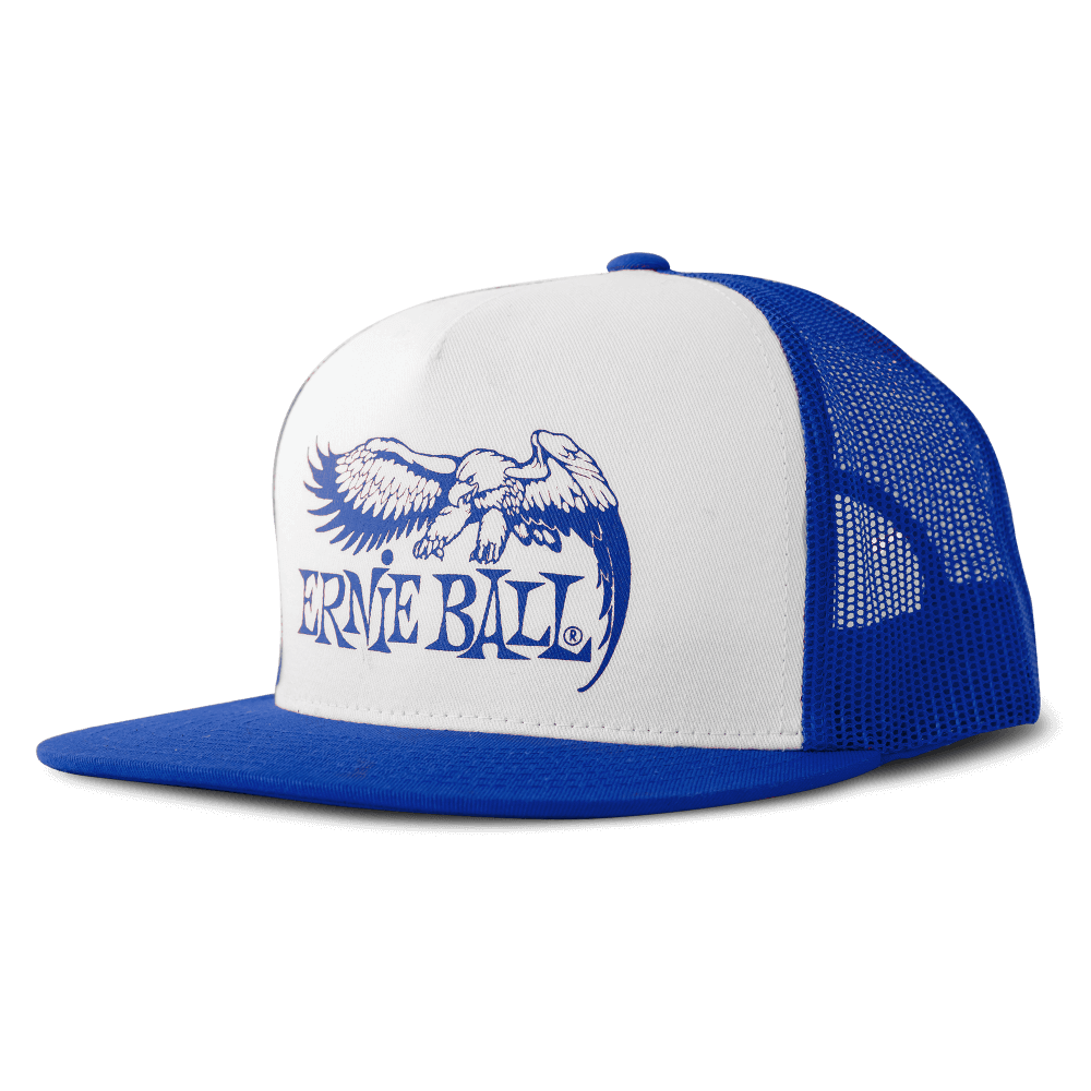 Blue with White Front and Blue Ernie Ball Eagle Logo Hat Front