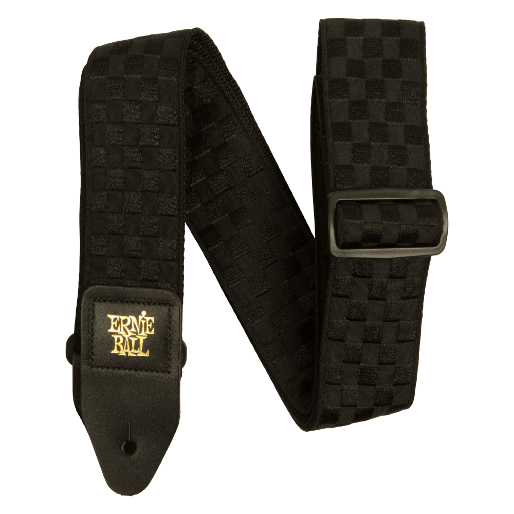 Classic Jacquard Guitar Strap/Bass Strap - Black Checkers Front