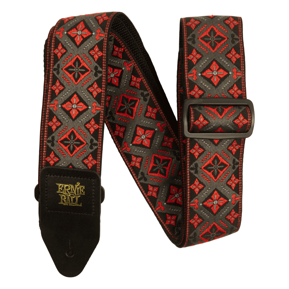 Classic Jacquard Guitar Strap/Bass Strap - Red King Front