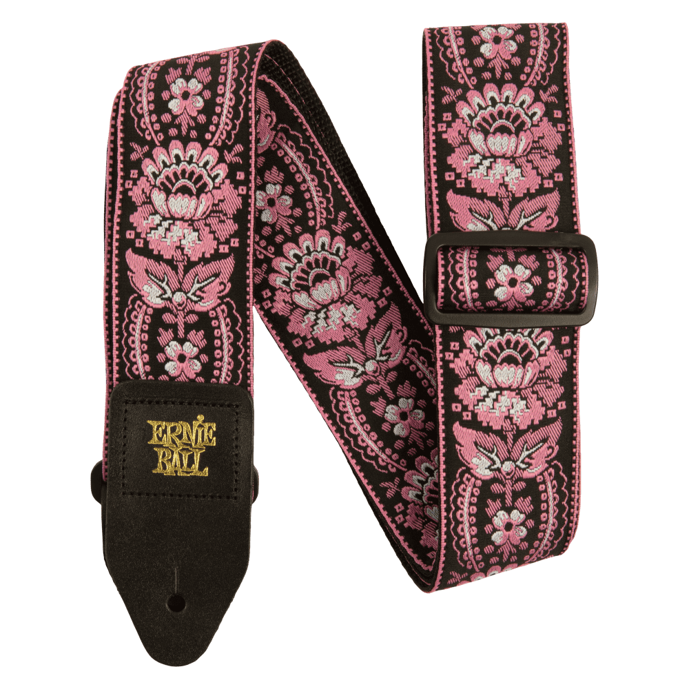 Classic Jacquard Guitar Strap/Bass Strap - Pink Orleans Front