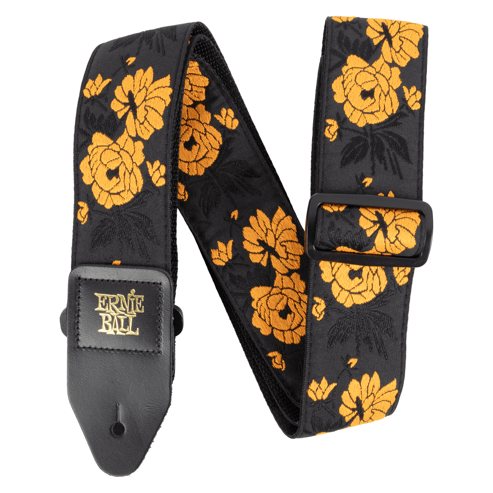 Classic Jacquard Guitar Strap/Bass Strap - Tangerine Rose Front