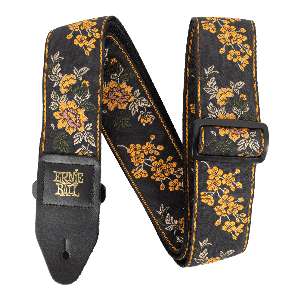 Classic Jacquard Guitar Strap/Bass Strap - Tangerine Blossom Front
