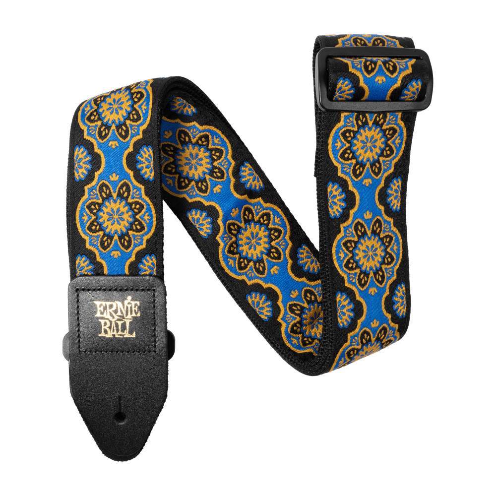 Classic Jacquard Guitar Strap/Bass Strap - Kaleidoscope Blue Front