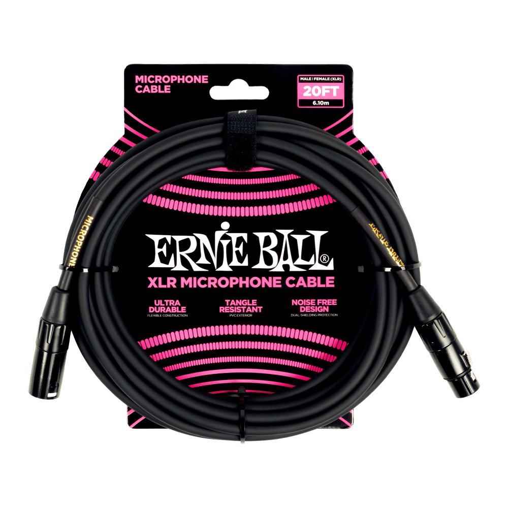 Classic XLR Microphone Cable Male/Female 20ft - Black Front